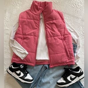 💕HYFVE Full Zip Puffer Vest Bubblegum/Barbie Pink Crop Small